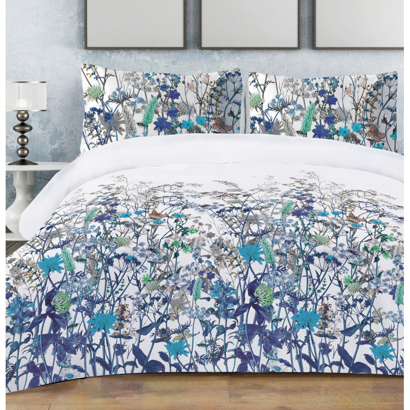 Ensemble de housse de couette flore Permelia, Simple + 2 taies