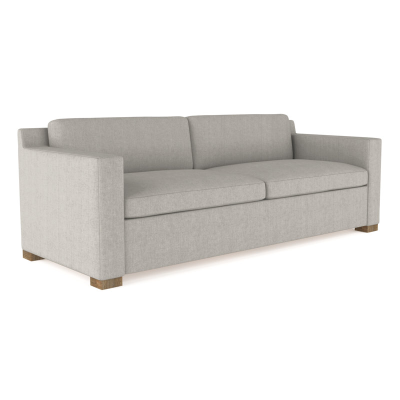 Causeuse Mercer, Lin à tissage carré argenté, H 33,5 po x l 72 po x P 39 po, Patiné