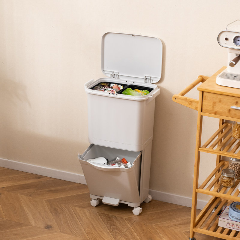Plastic Step On Kitchen Trash Can - 40L
