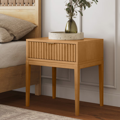 Carrera Fluted Wooden Nightstand with 1 Drawer