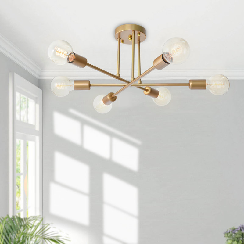 Plafonnier semi-encastré 6 lumières 23,6 po Westfall, Or