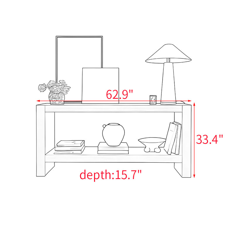 Console en bois de style français, H 33,4 po x l 62,9 po x P 15,7 po