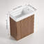 Meuble-lavabo mural 18,5 po avec lavabo en résine, porte simple à fermeture douce, panneau de fibres à densité moyenne, noyer (emballage KD)-1655100542