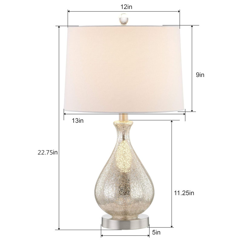 Lampe de table moderne en verre transparent avec abat-jour en lin blanc et base en nickel poli (ensemble de 2)