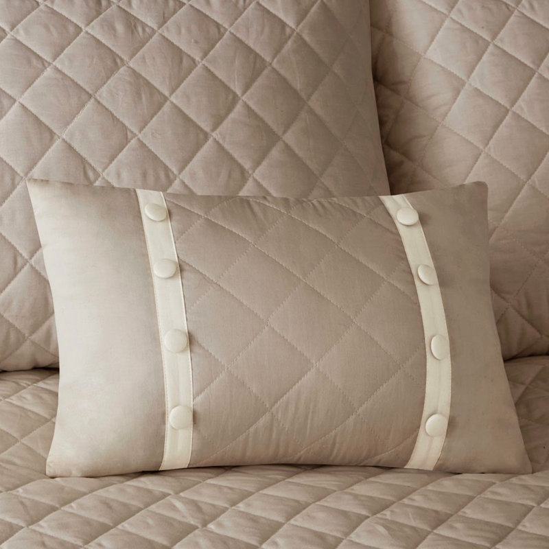 Queen Bedspread In Khaki Cotton With Cover Size 100% Fabric, Queen Comforter + 3 Additional Pieces
