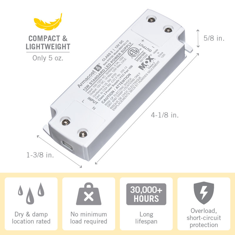 Standard LED Driver 12V DC, 12W, 12