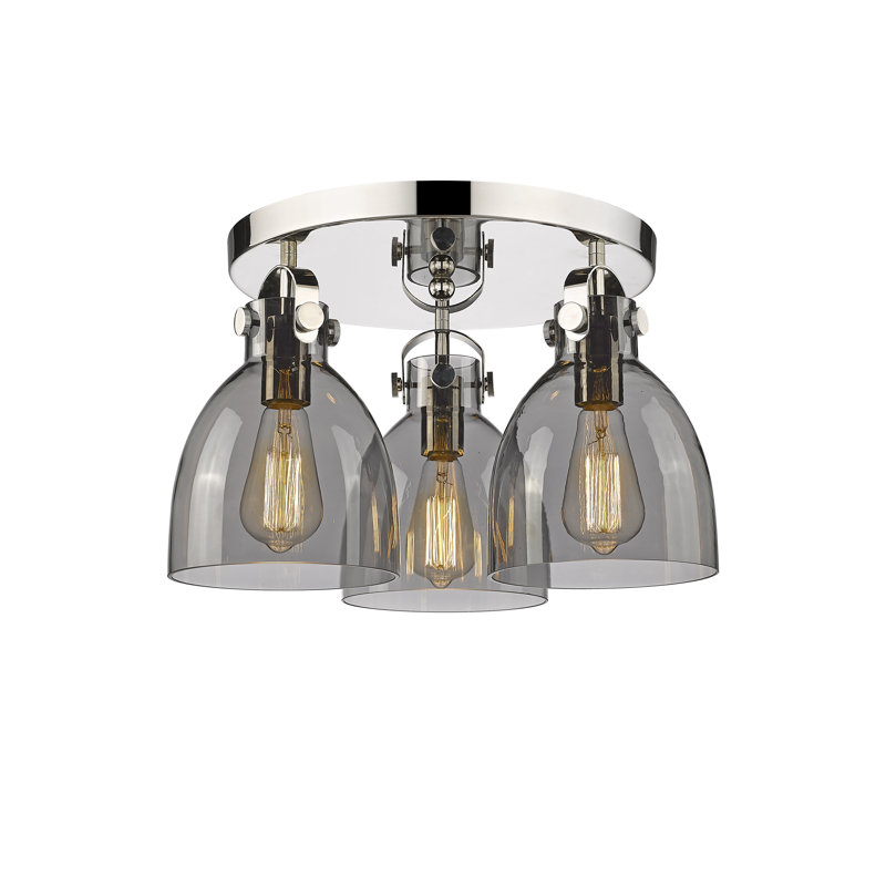 Smeltertown Glass Flush Mount, Plated Smoke, Polished Nickel