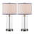 Quinita 23"  Glass Table Lamp Set with Touch Control,  LED Bulbs, USB Ports-1834354861