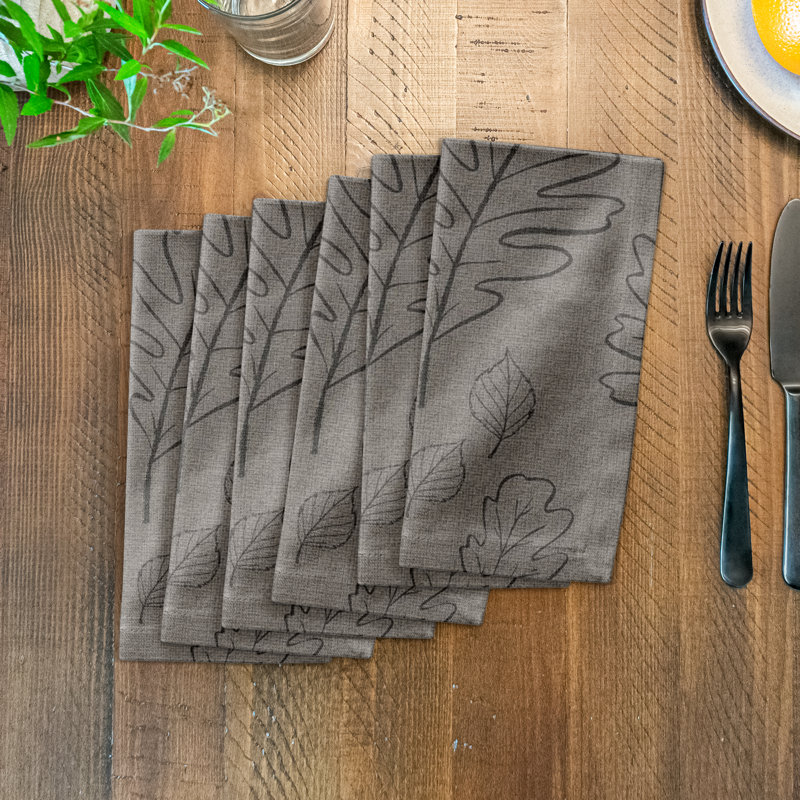 Gravelle Cotton Floral Napkin, Gray