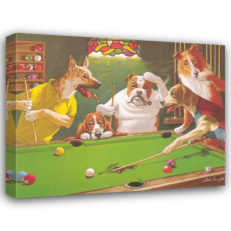 Chiens jouant au billard Jack l'éventreur IMA-S328b, H 28 po x l 35 po