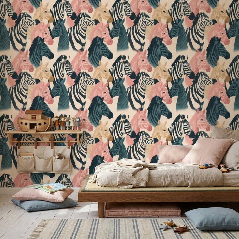 Papier peint zébré à motif animalier Safari, Peler et coller