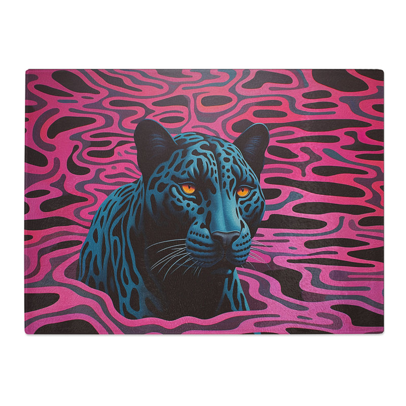 Panther Op Art  Glass Chopping Board
