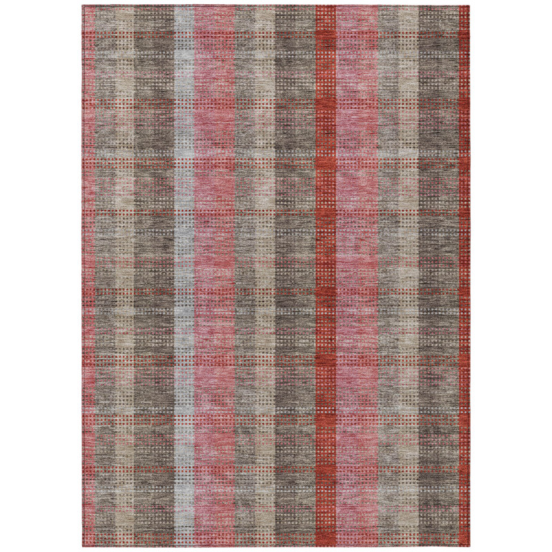 Rectangular Red Synthetic Washable Non-slip Indoor/Outdoor Rug