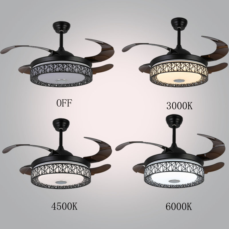 43" Ekain 3 - Blade LED Smart Retractable Blades Ceiling Fan with Remote Control and Light Kit Included