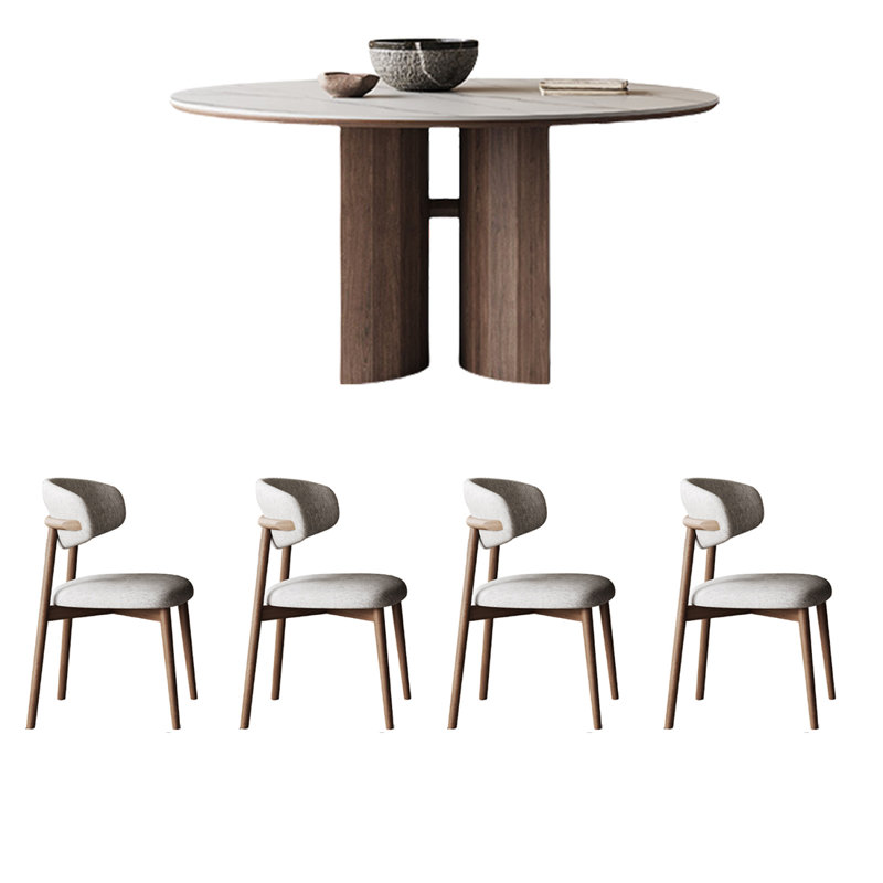 Modern Simple Rock Plate Dining Table Sets., 29.53"H x 53.15"L x 53.15"W