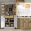 Garde-manger de 72 po, armoire de rangement moderne à 4 portes avec tiroir intérieur, tablettes à portes suspendues, étagère à 5 niveaux et tablette réglable, blanc