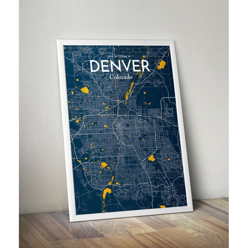 Denver City Map 1 Piece Wall Art, 61cm H x 45.7cm W x 0.13cm D