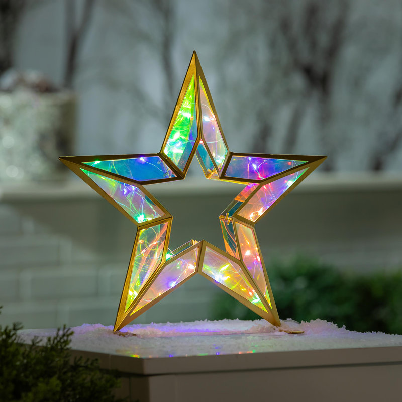 Statue de jardin en forme d'étoile à DEL changeant de couleur, RVB, H 14 po