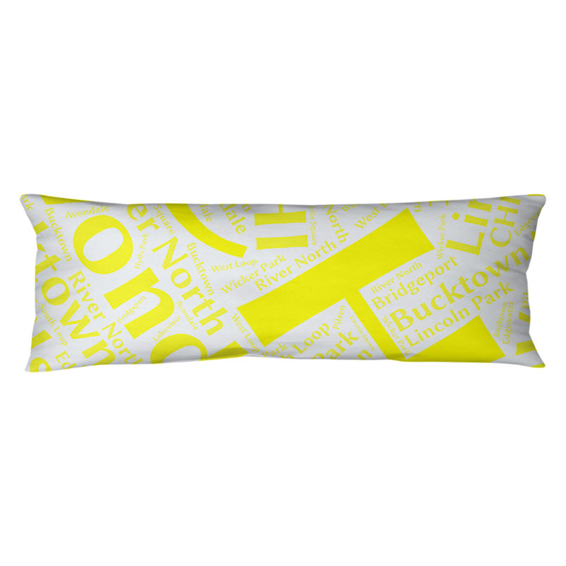 Housse et insert pour oreiller rectangulaire Michigan Art, Chicago, Jaune