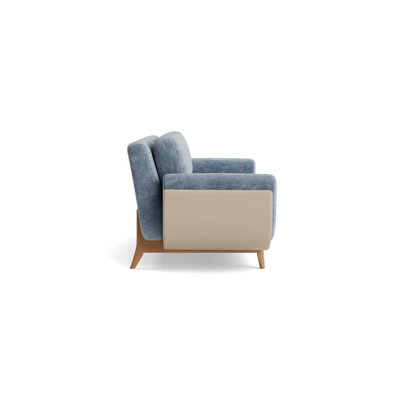 Regatta 90 Sofa, Vintage Chenille-Smoky Blue/GreenwichLeather-Taupe, Natural