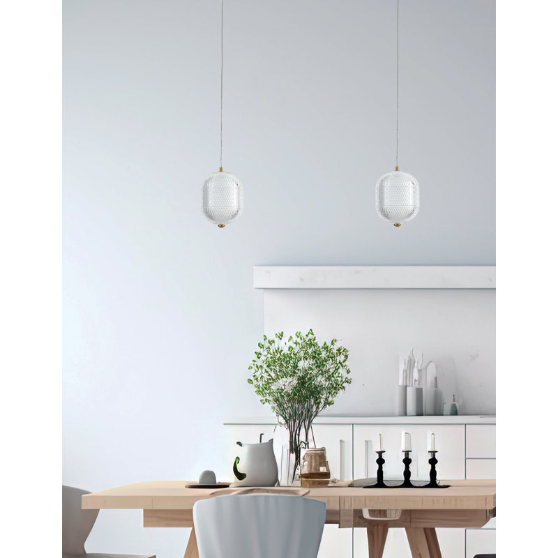Peri Pendant - 7.5W - Clear Acrylic Diffuser, Aged Brass