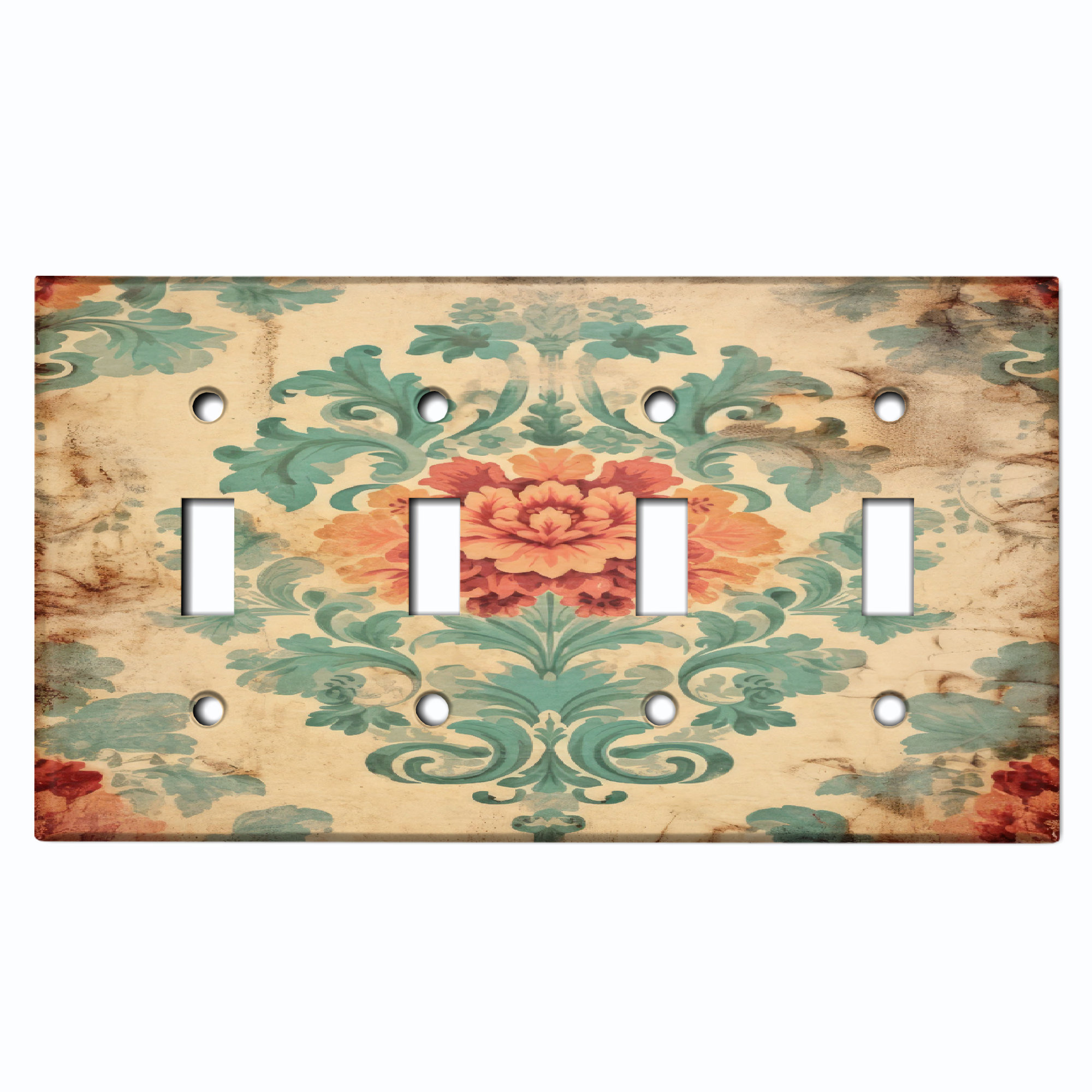 WorldAcc Metal Light Switch Plate Outlet Cover (Elegant Biege Damask