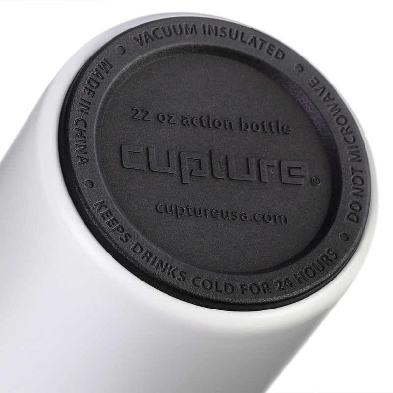 Action 22 oz. Bouteille d'eau en acier inoxydable, Blanc