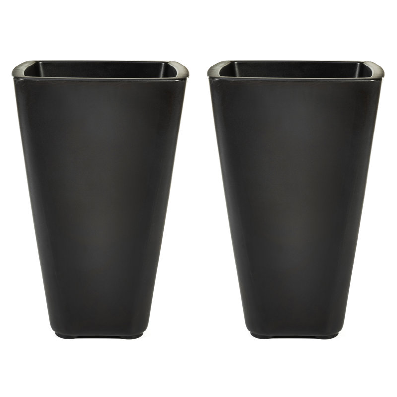 Bridgeview Dark Cedar Square Tapered Self-Watering Planter, 32 Gallon