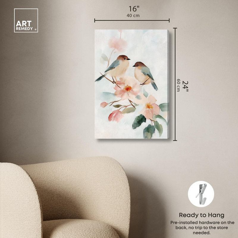 «Two Souls on Branch I», impression sur toile par Art Remedy, H 24 po x l 16 po, Toile tendue avec châssis