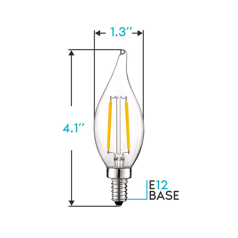 4 watts (équivalent à 40 watts), DEL CA11, ampoule à intensité variable, culot E12 / candélabre, 4 000 K