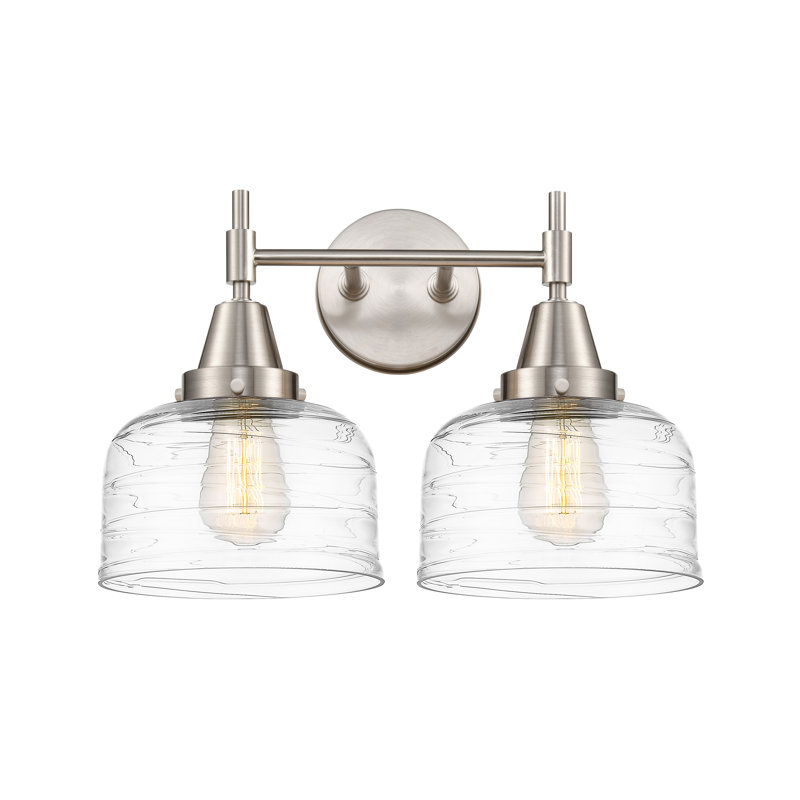 Caden - 2 Light 17" Bath Vanity Light - 5.75"H Shade, Polished Chrome, Bulb Not Included, Clear Deco Swirl