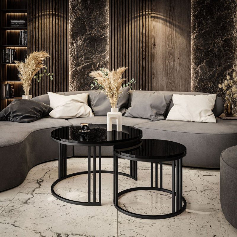 Downey Coffee Table, Glossy Black, Black