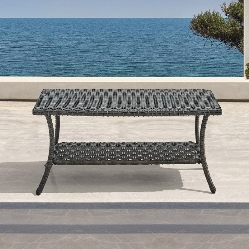 Herwick Rectangular Outdoor Side Table , 42 " W 23.5 " D, Gray