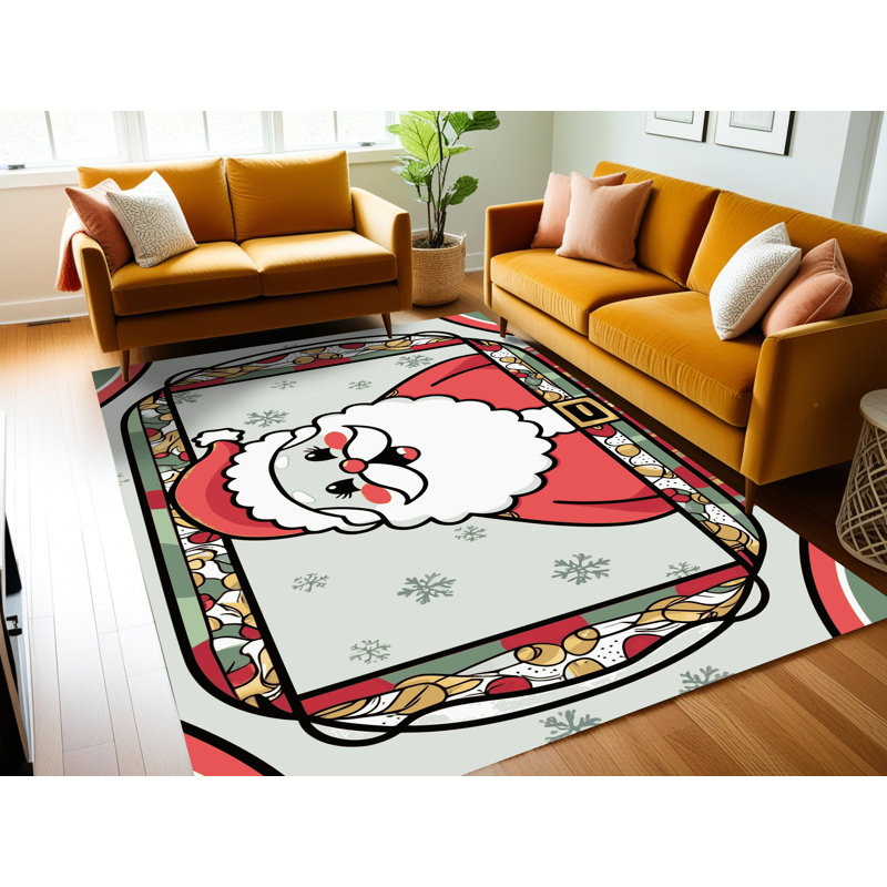 Tapis de vacances d'hiver de Noël lavable The Holiday Aisle®, Rectangulaire 2 pi x 3 pi