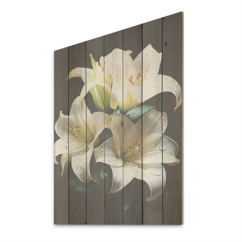 Perle pureté fleur nature morte - panneau de fleurs en bois sur bois de pin naturel, H 20 po x l 10 po