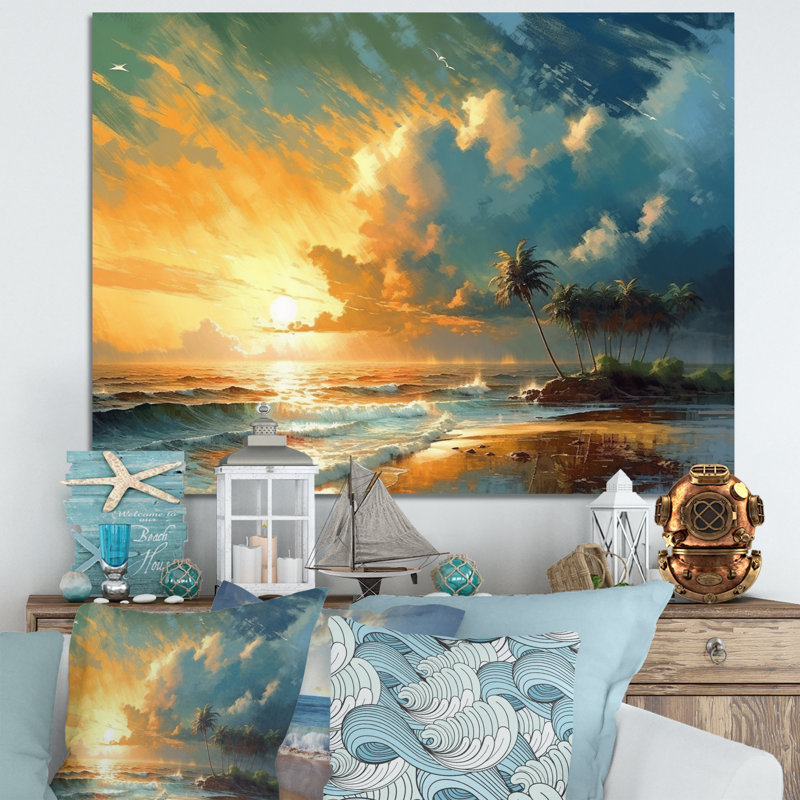 «Yellow and Blue Coastal Escapes» sur toile, H 12 po x l 20 po x P 1 po