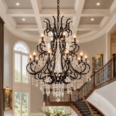 Tomball 10 - Light 33"W Dimmable Traditional Classic Chandelier with Crystal & Metal Frame for Living Room or Dining Room