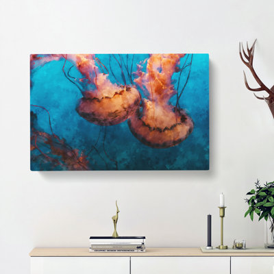 Pink Jellyfish Abstract - Wrapped Canvas
