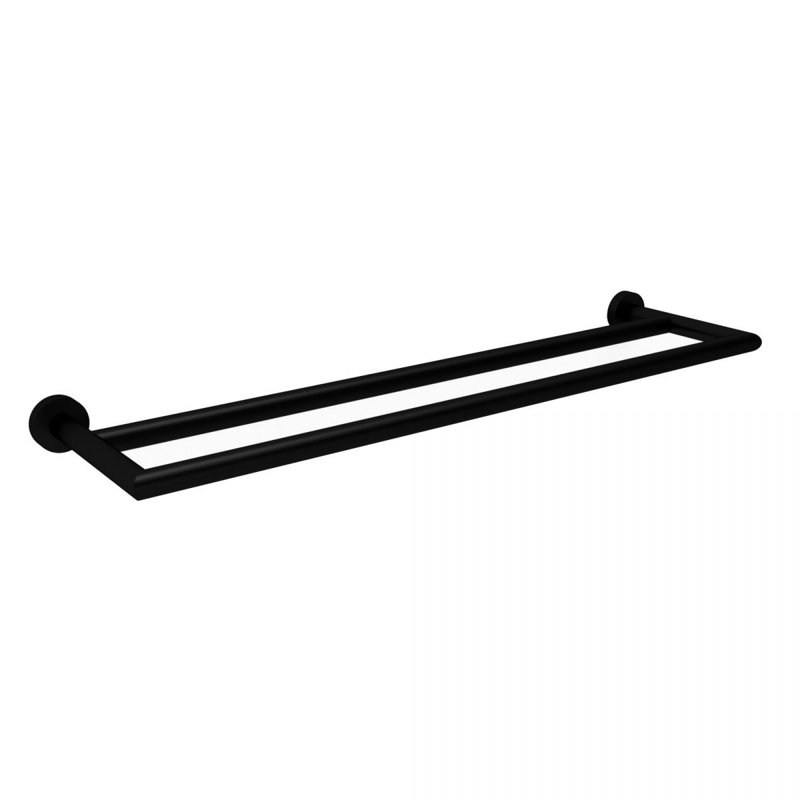 Baketo Double Wall Mounted Towel Bar, Matte Black