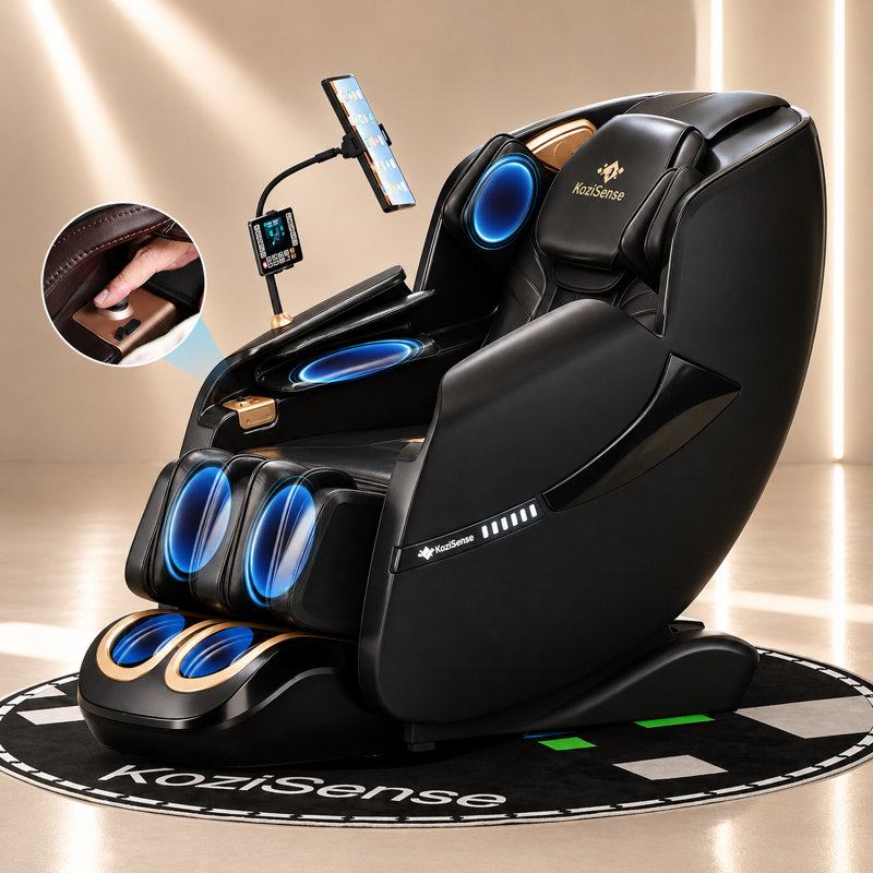  Fauteuil de massage 3D 2026 KZ-A18 corps entier, Shiatsu SL-Track Zero Gravity, écran rétro-éclairé, masseur de pieds à 3 niveaux, airbags pour tout le corps, support pour téléphone, chaleur avant et arrière, commande vocale, haut-parleurs Bluetooth, sans assemblage