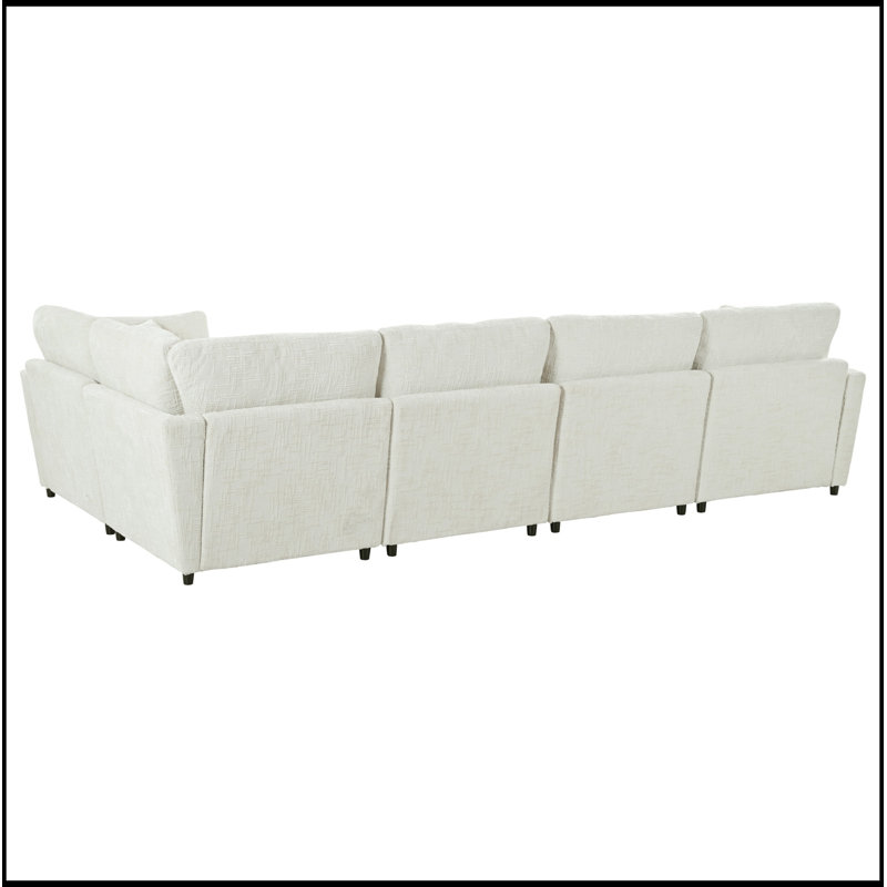 Canapé modulaire en U avec repose-pieds mobile, Beige