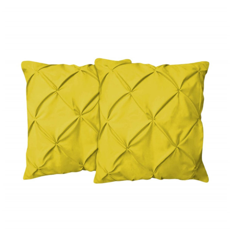 400TC Cotton Pintuck Sateen Solid Euro Sham, Yellow, 28"H x 28"W
