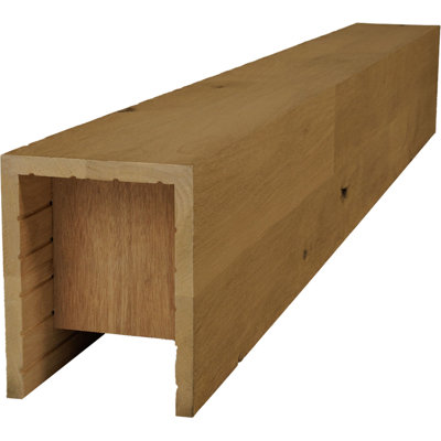 AmeriCraft Wood Wire Brushed Beam, 3-Sided (U-Beam), 7 1/2"W x 7 1/2"H x 36"L, Early American Finish, Stain Grade Knotty Alder