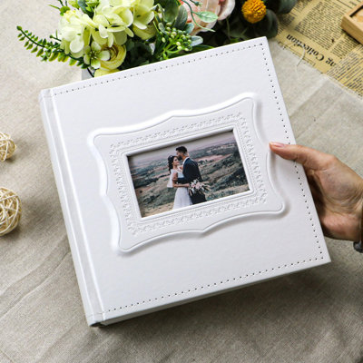 Album photo, album photo en cuir PU 200 photos 4 po x 6 po pour anniversaire de mariage en famille, (blanc)