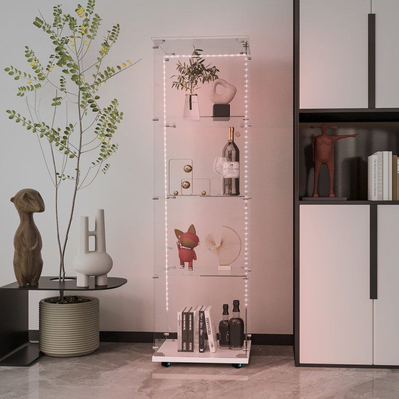 Tempered Glass Display Cabinet, White