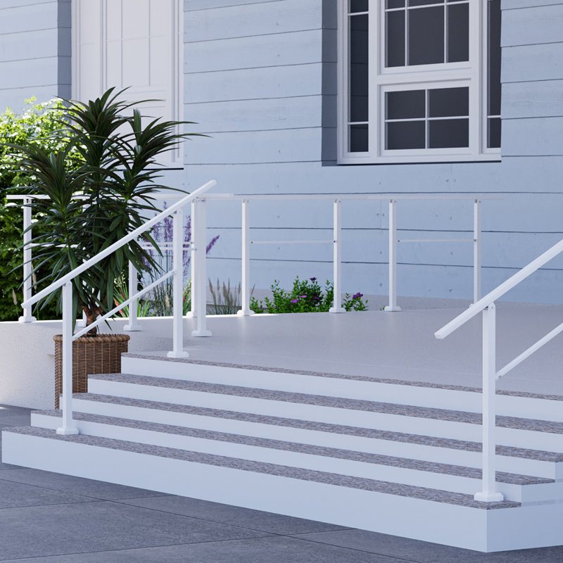 Rampes à main pour les marches extérieures, rampe d'escalier à 4 ou 5 marches pour l'extérieur, rampes pour 5 marches pour l'extérieur, blanc, paquet de 2