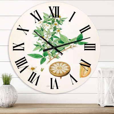 Horloge murale rétro Vintage Plant Life X - Farmhouse