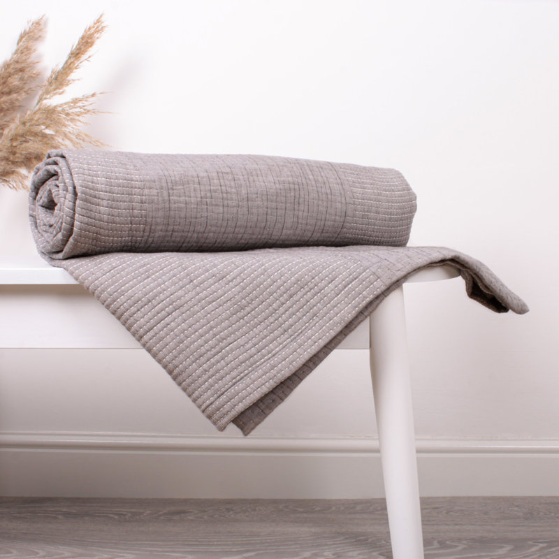 Cotton No Pattern Bedspread, Grey