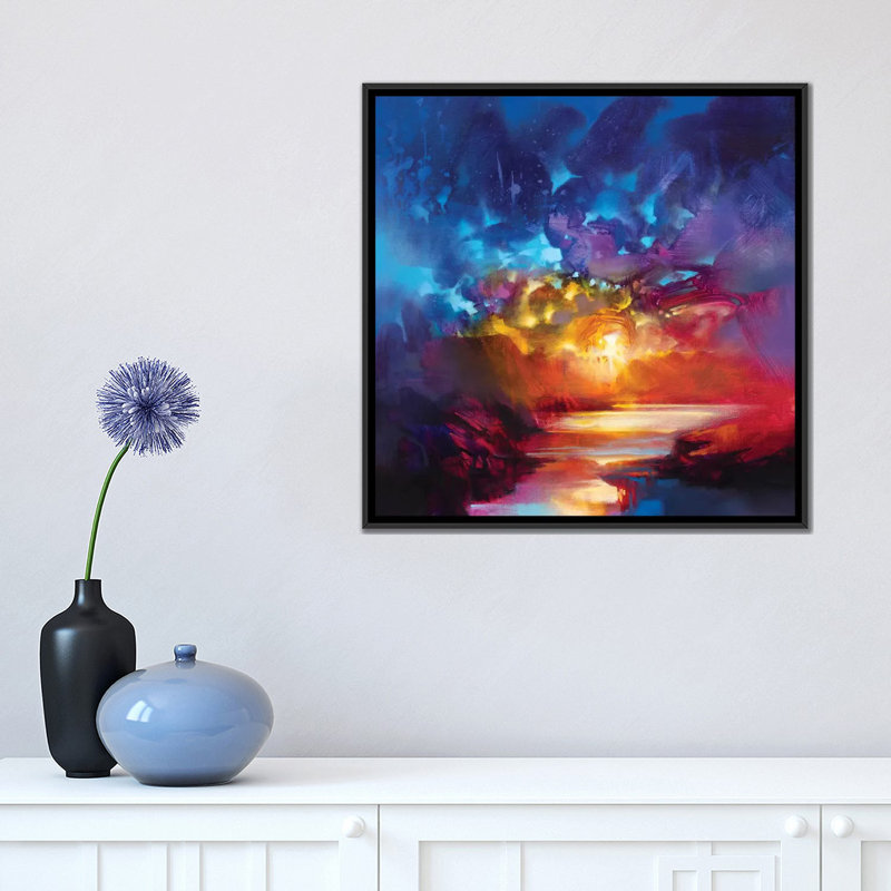 «Liquid Light I», reproduction sur toile, H 37 po x l 37 po x P 1,5 po, Toile avec cadre noir, Pas de tapis