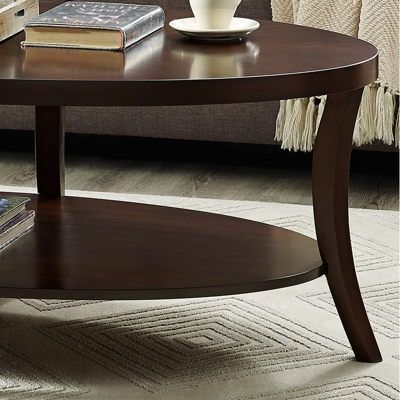 Perth Espresso Oval Coffee Table with Shelf